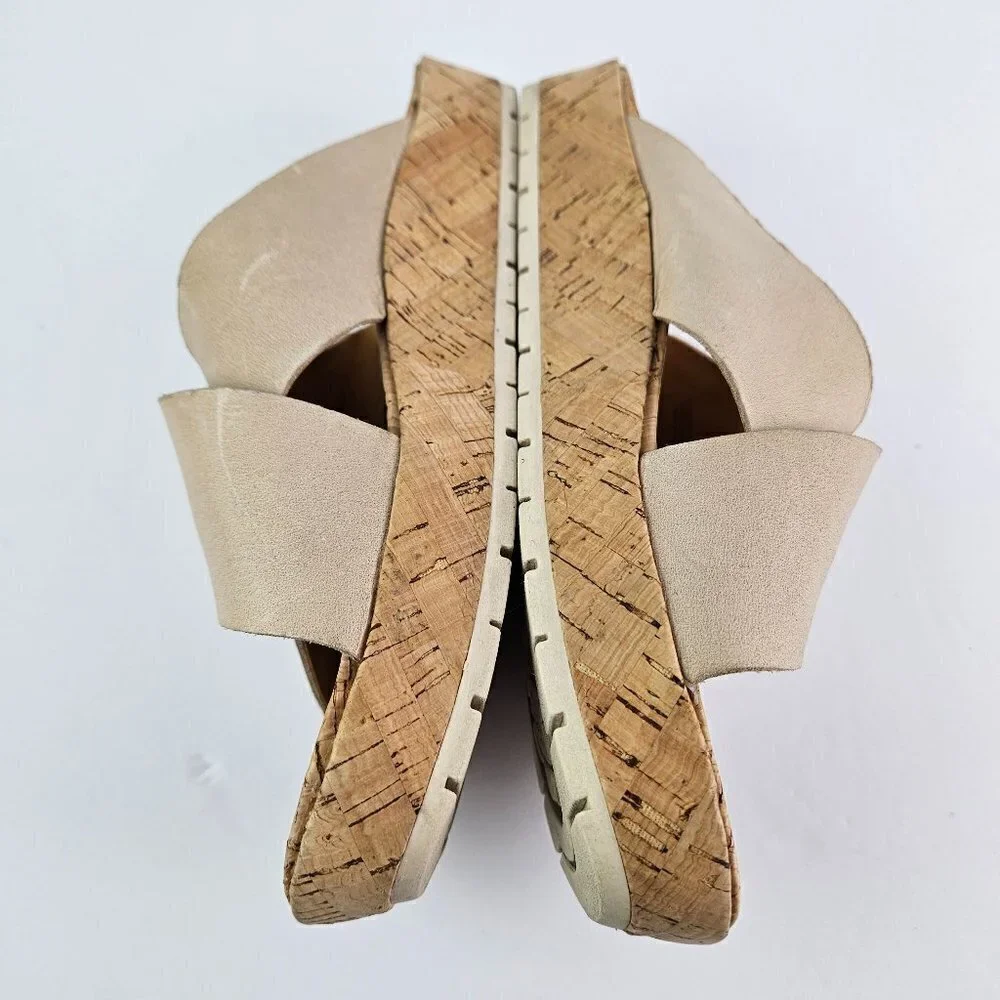 Korks by Kork-Ease Joly Cream Distressed Leather Cross Strap Slide Sandal 11